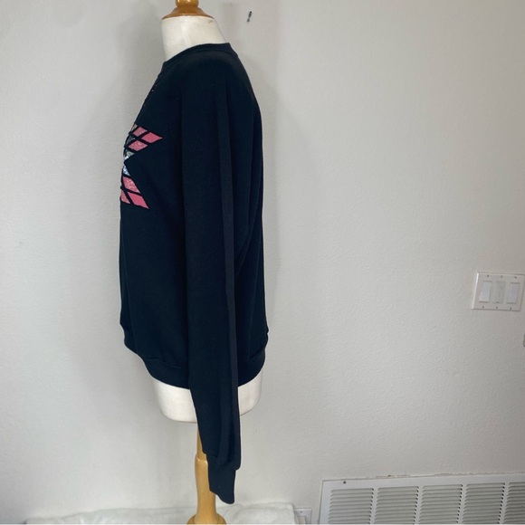 Vintage Women's Jerzees Black Quilted Star Crew Sweatshirt Size XL Cottagecore - Picture 3 of 16